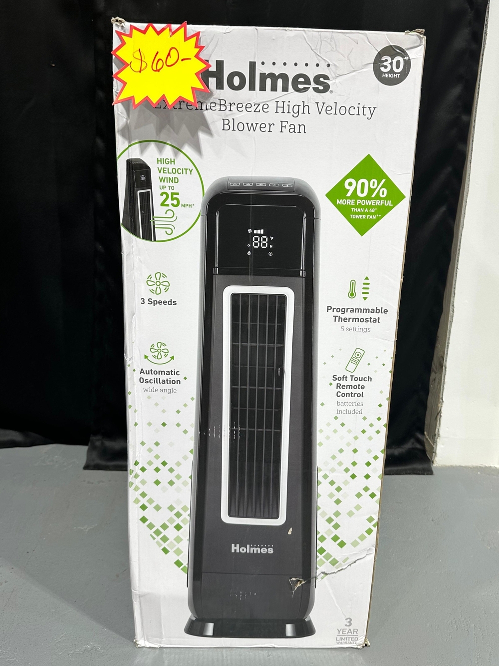 Holmes Black Tower Blower Fan - High Velocity Cooling